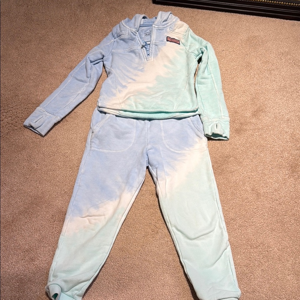 Blue and Cream Pullover and Jogger Set